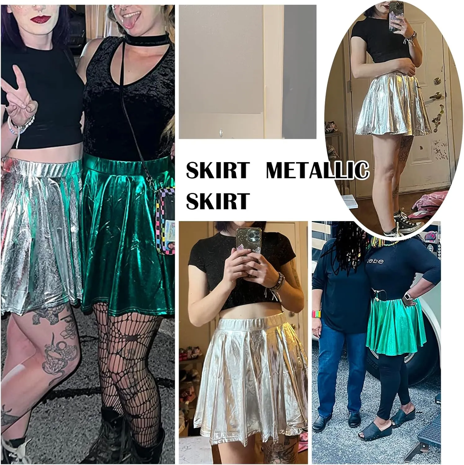 American Trends Womens Mini Skirt Pleated Flared Skater Skirt Metallic Skirt Athletic Tennis Skirt