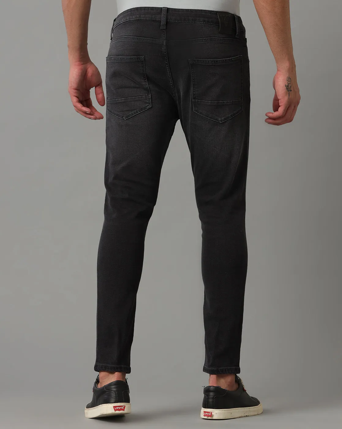 BLACK TRACK CROPPED SKINNY FIT JEANS