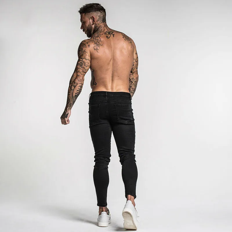 Black with White Side Stripe Men Skinny Jeans