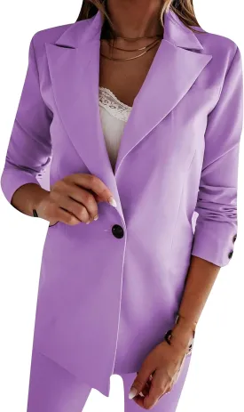 Blazers for Women Business Casaul Open Front Long Sleeve Jacket Lapel Button Down Work Blazer Fall Outfit
