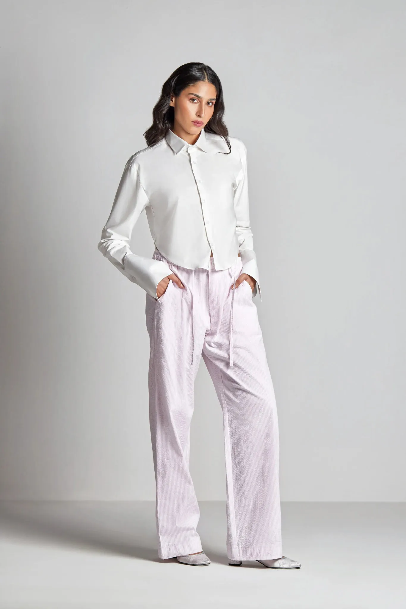 Bone Round Cropped Shirt