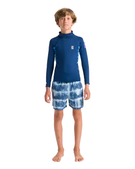 Boys Nuwave Rash Vest in Slate Navy, Cyan & Multi