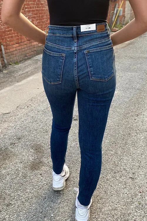 Carla - Judy Blue Hi-Rise Button Fly Non-Distressed Cutoff Skinny Jeans