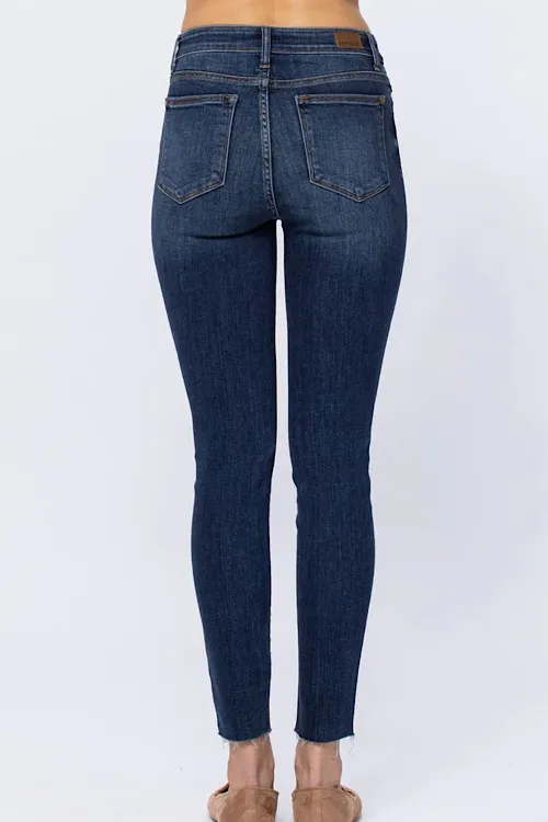 Carla - Judy Blue Hi-Rise Button Fly Non-Distressed Cutoff Skinny Jeans