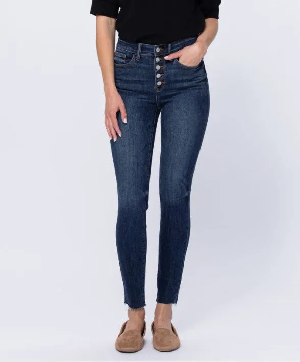 Carla - Judy Blue Hi-Rise Button Fly Non-Distressed Cutoff Skinny Jeans