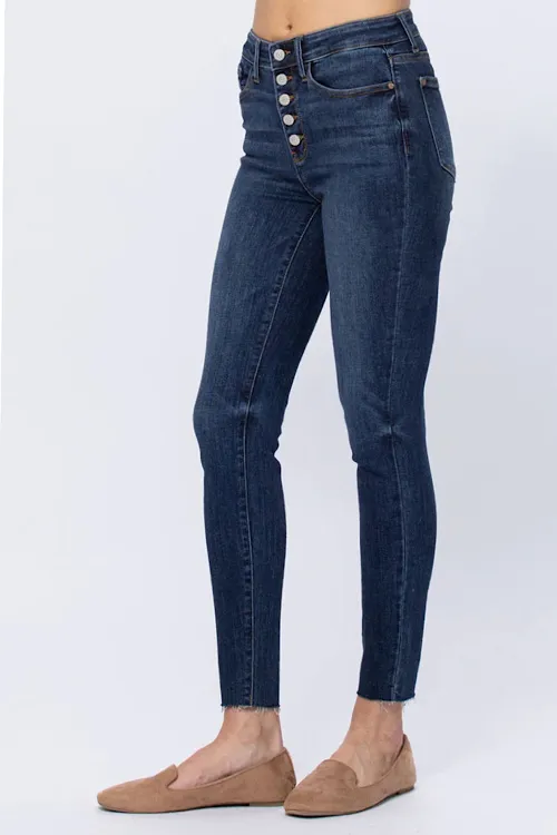Carla - Judy Blue Hi-Rise Button Fly Non-Distressed Cutoff Skinny Jeans