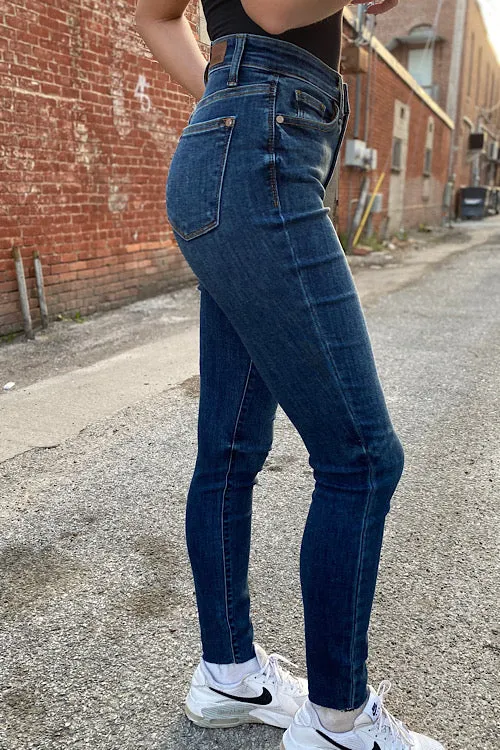 Carla - Judy Blue Hi-Rise Button Fly Non-Distressed Cutoff Skinny Jeans