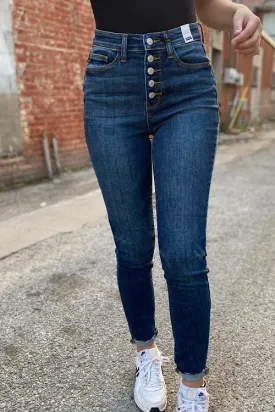 Carla - Judy Blue Hi-Rise Button Fly Non-Distressed Cutoff Skinny Jeans