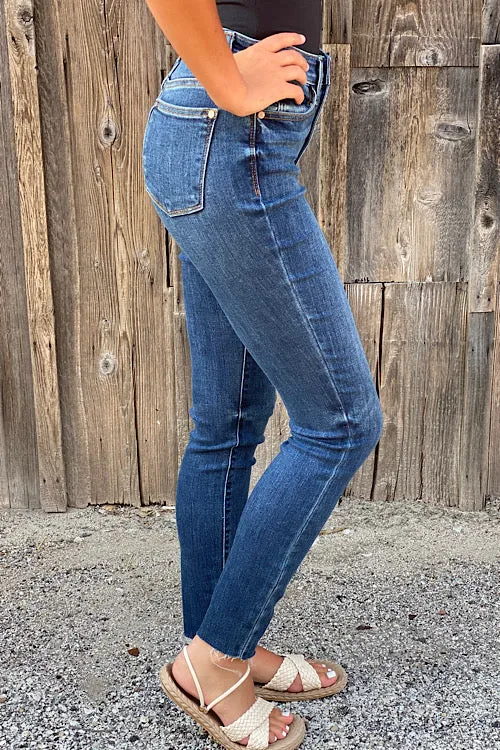 Carla - Judy Blue Hi-Rise Button Fly Non-Distressed Cutoff Skinny Jeans