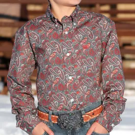 Cinch Boy's Paisley Print Button Down Shirt