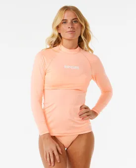 Classic Surf Long Sleeve UV Rash Vest - Bright Peach
