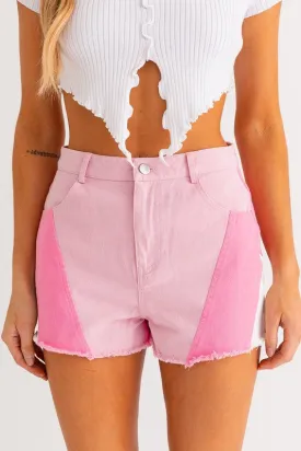 Color Block Denim Shorts
