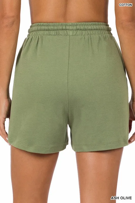 COTTON DRAWSTRING WAIST SHORTS