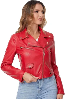 DIASHINY Faux Leather Jacket For Women Crop Short Cropped PU Slim Zip Up Moto Biker Coat Motorcycle Jackets