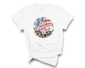 Distressed Leopard American girl - Graphic Tee