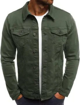 Dninmim Men's Long Sleeve Denim Jackets Slim Fit Jeans Jacket Cotton Hole Outwear Coat