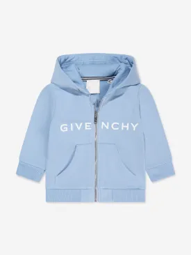 Givenchy Baby Boys Logo Zip Up Hoodie in Blue
