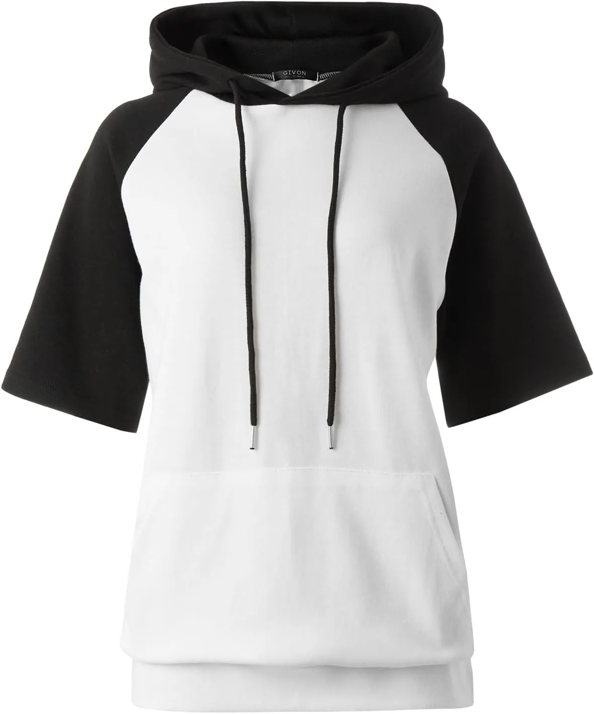 GIVON Women's Comfortable Short Sleeve Hoodie Pullover Hooded Sweatshirt with Kangaroo Pocket
