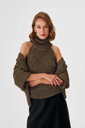 Gold Glitter Knitted Cardigan