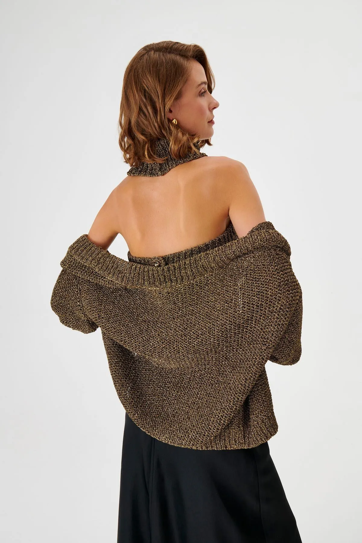 Gold Glitter Knitted Cardigan