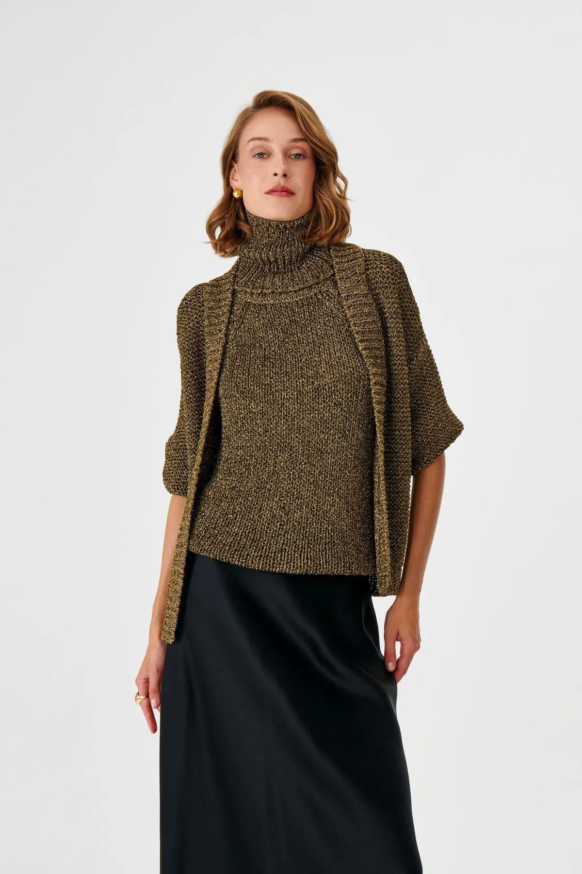 Gold Glitter Knitted Cardigan