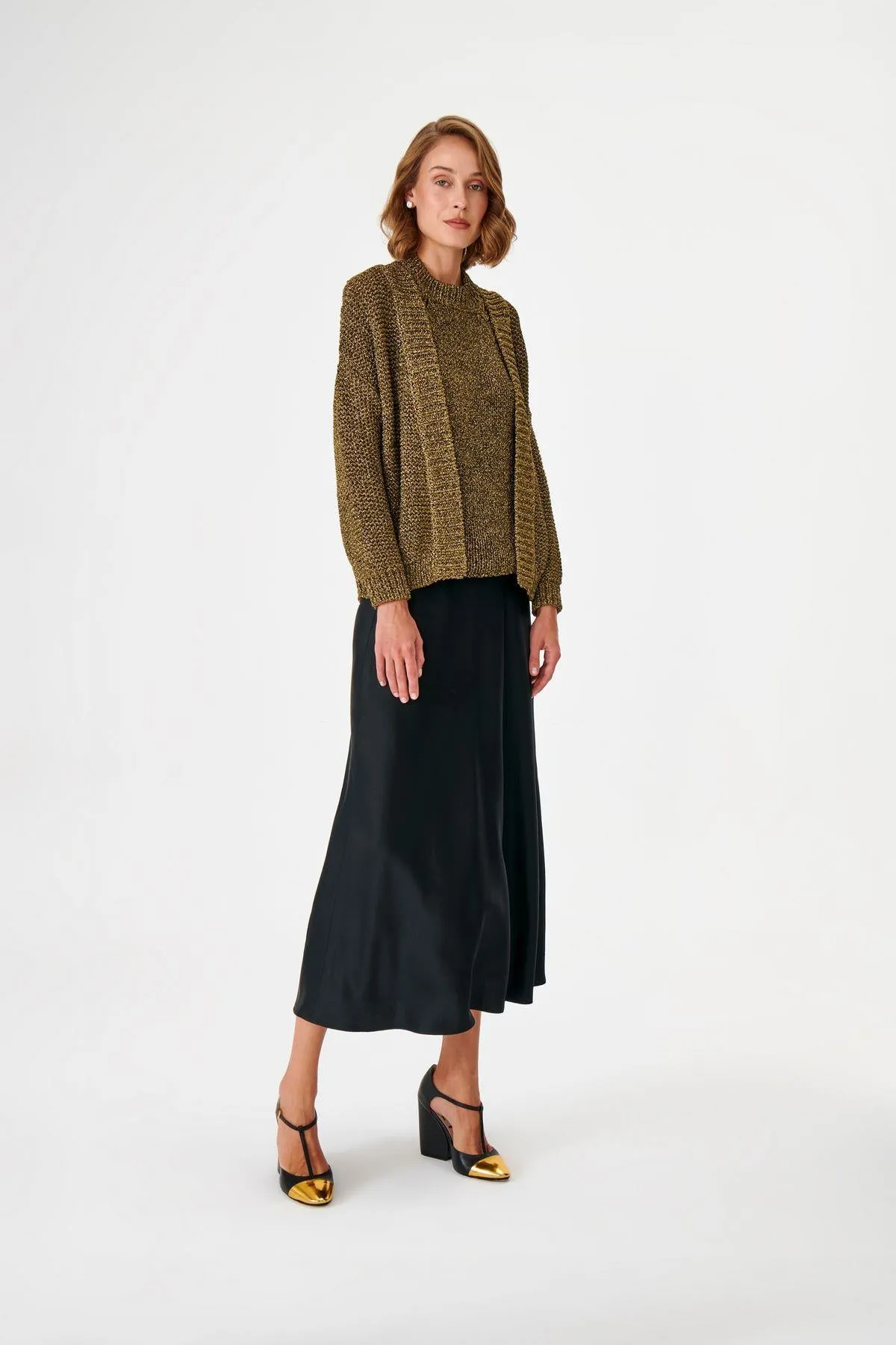 Gold Glitter Knitted Cardigan