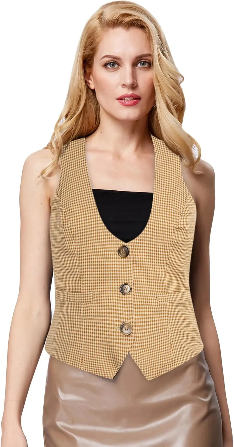 GRACE KARIN Womens Vest Top 2025 Trendy Academia Steampunk Waistcoat Racerback Vest BlazerRuns Small, Suggest Size Up