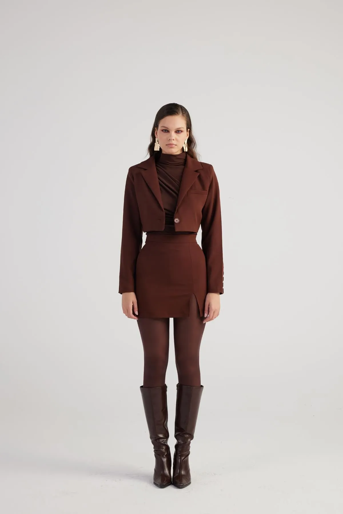 HLLY Women Pleated Skirt Brown - Franklin