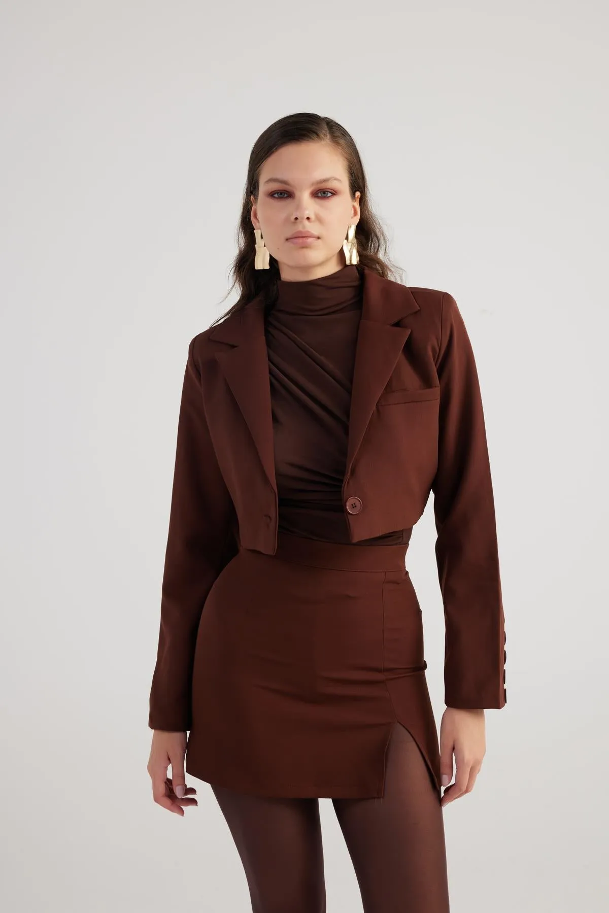 HLLY Women Pleated Skirt Brown - Franklin