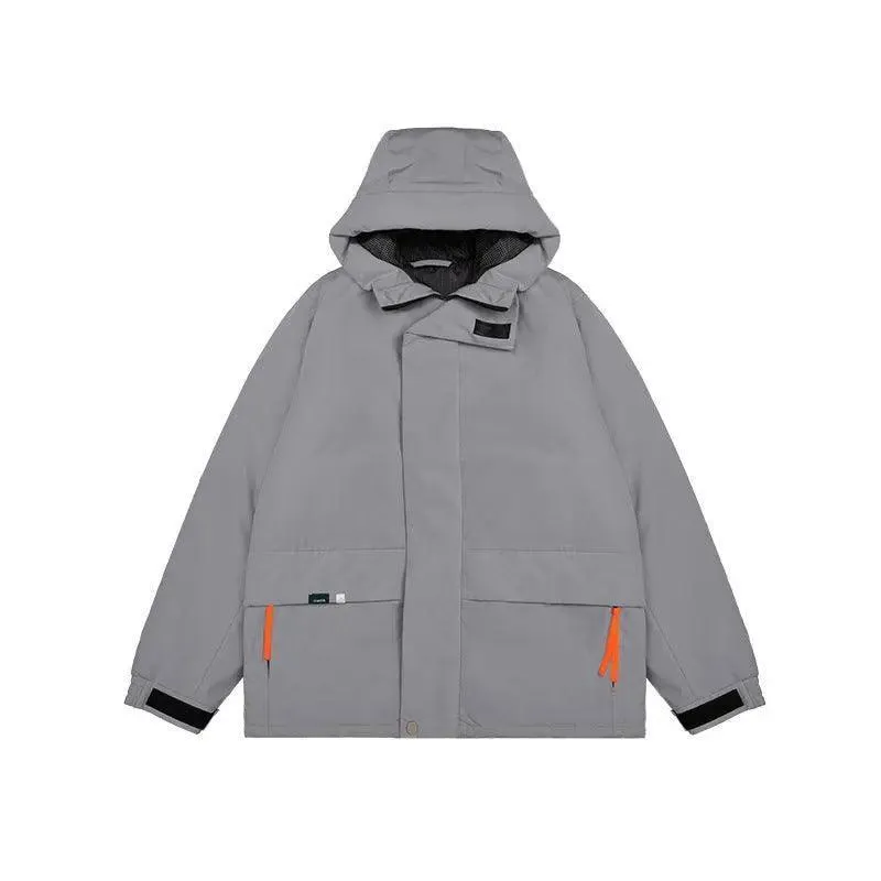 Khaki Green Street Windproof Hooded Cotton Jacket