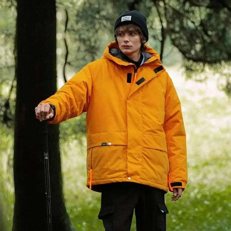 Khaki Green Street Windproof Hooded Cotton Jacket