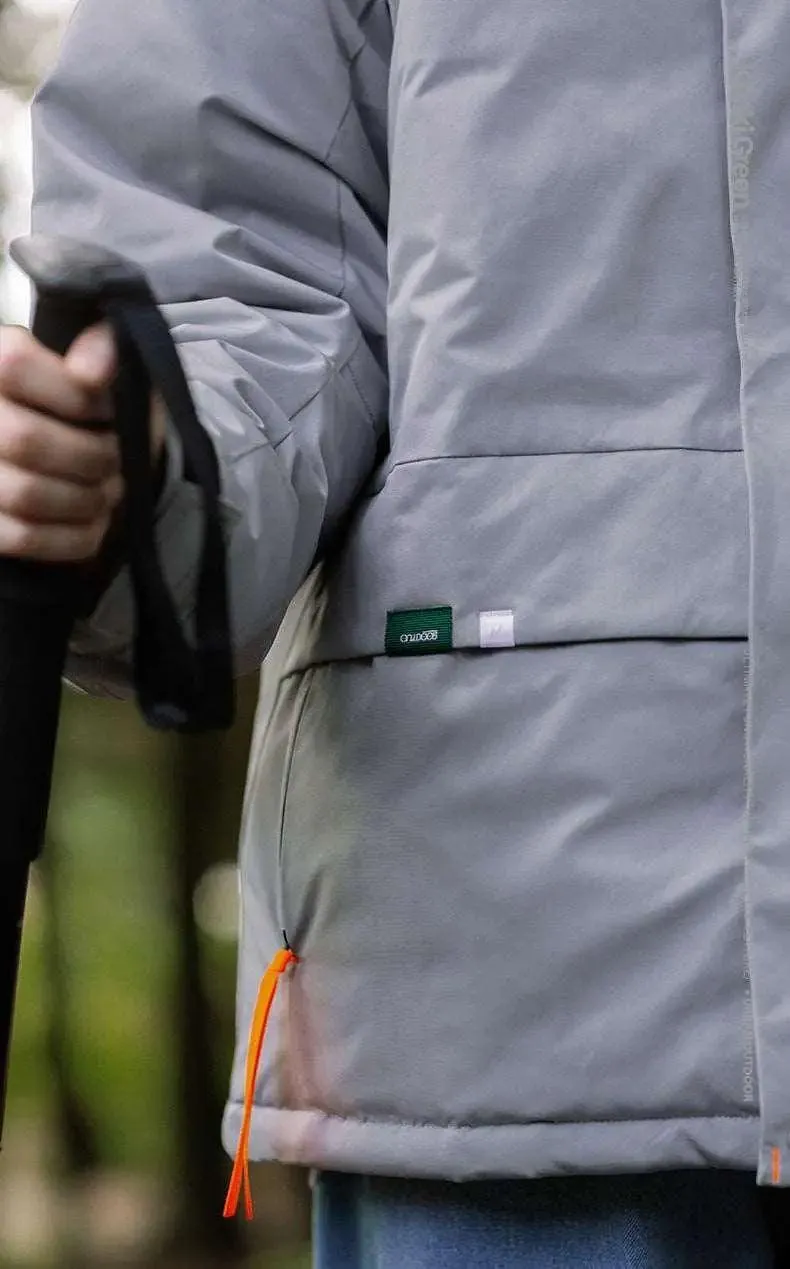 Khaki Green Street Windproof Hooded Cotton Jacket