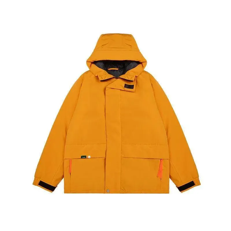 Khaki Green Street Windproof Hooded Cotton Jacket