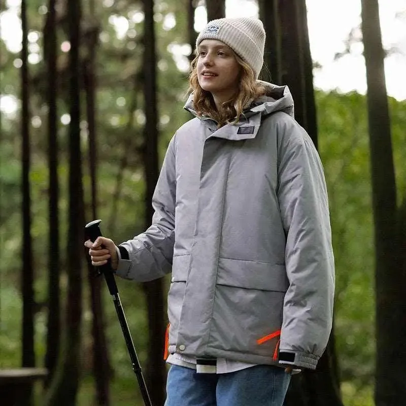 Khaki Green Street Windproof Hooded Cotton Jacket