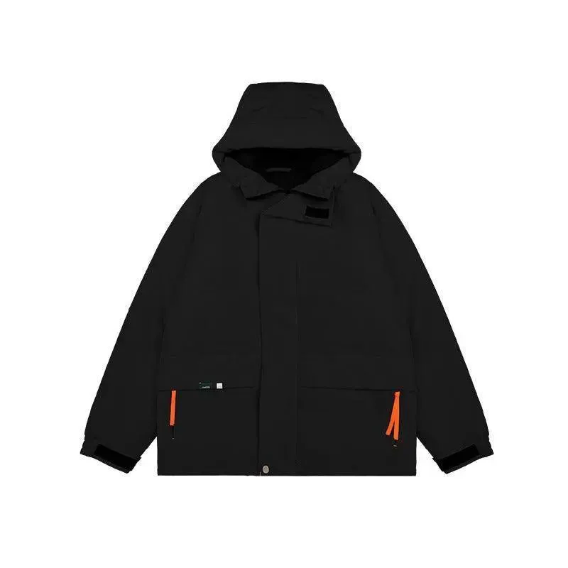 Khaki Green Street Windproof Hooded Cotton Jacket