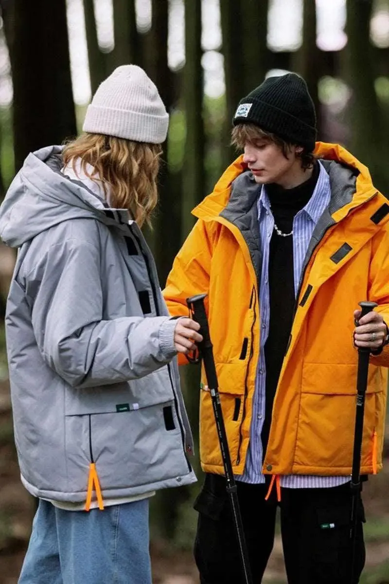 Khaki Green Street Windproof Hooded Cotton Jacket
