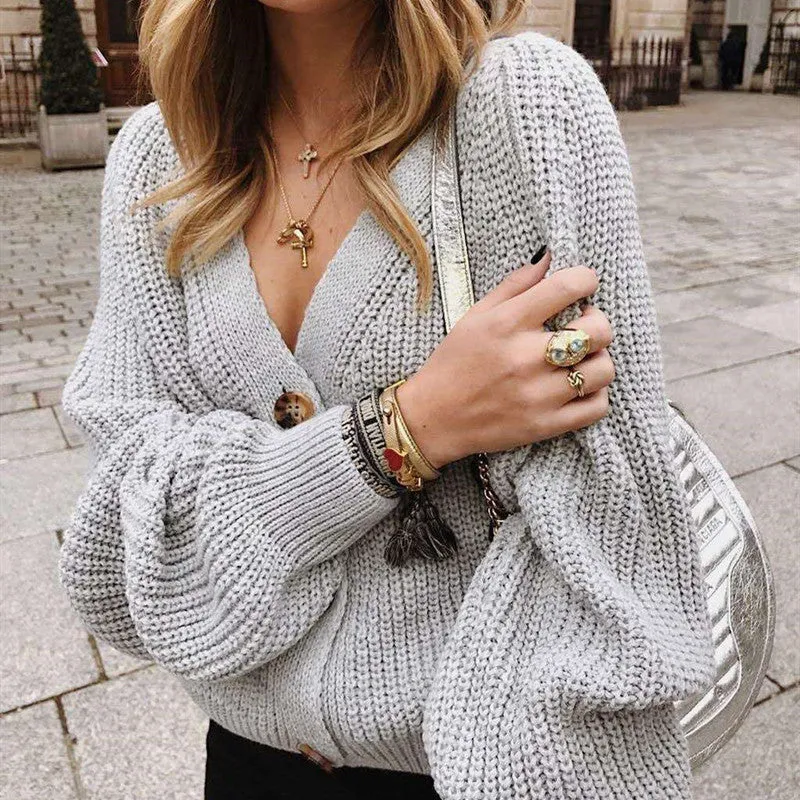Knitted V-neck Cardigan Top