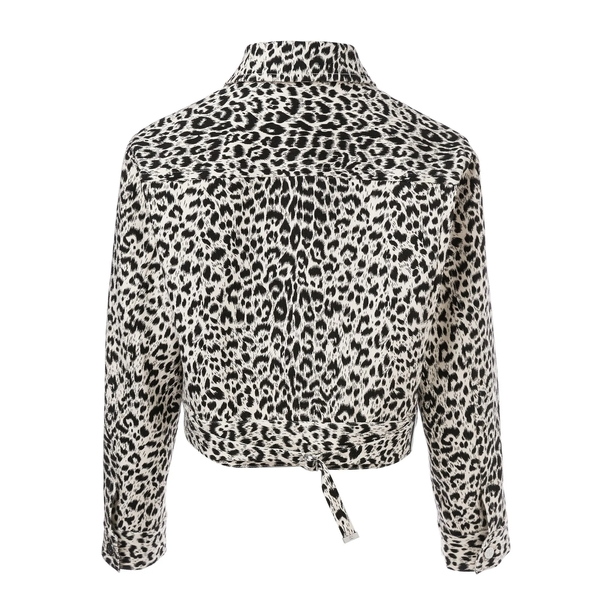 Leopard Print Denim Short Jacket