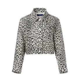 Leopard Print Denim Short Jacket
