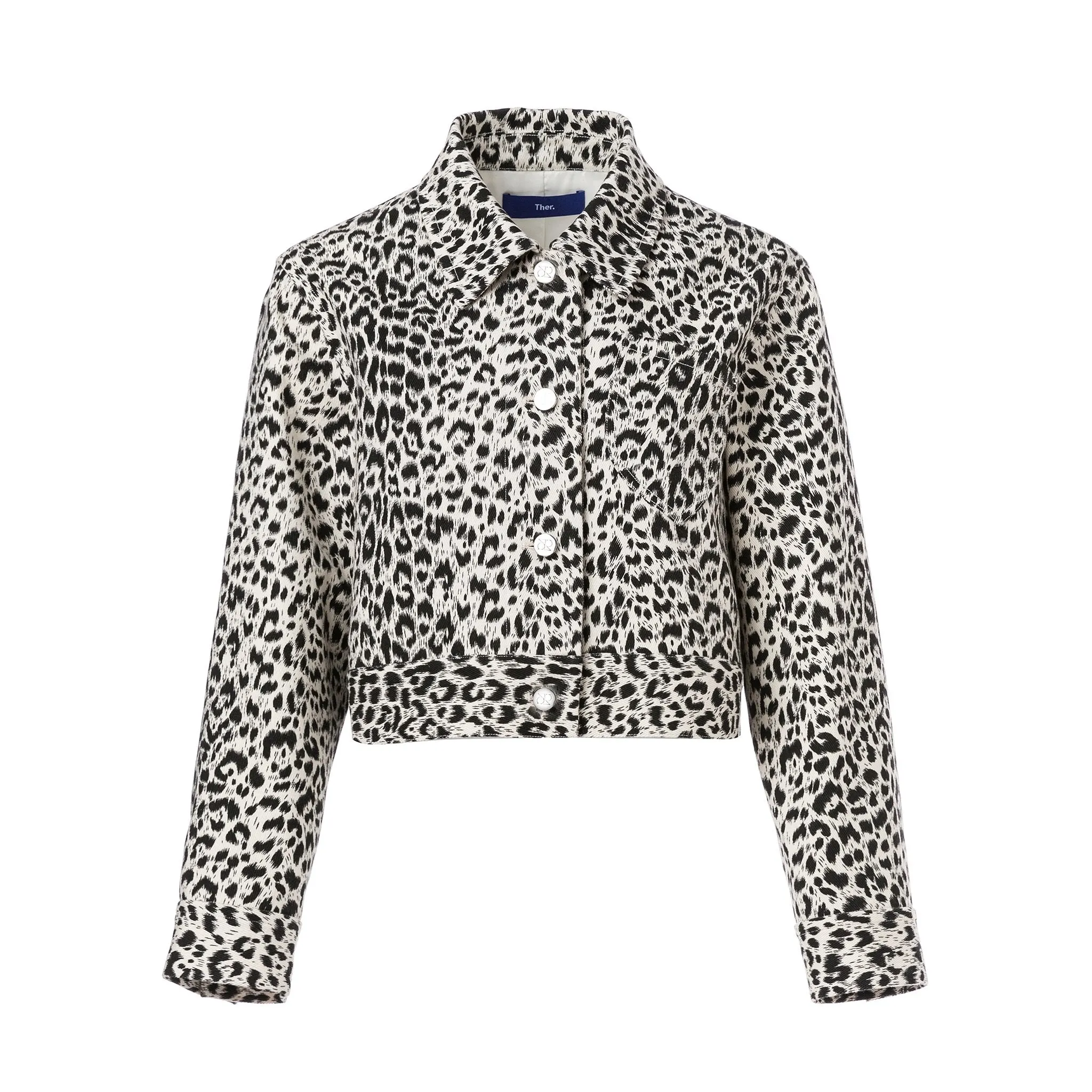 Leopard Print Denim Short Jacket