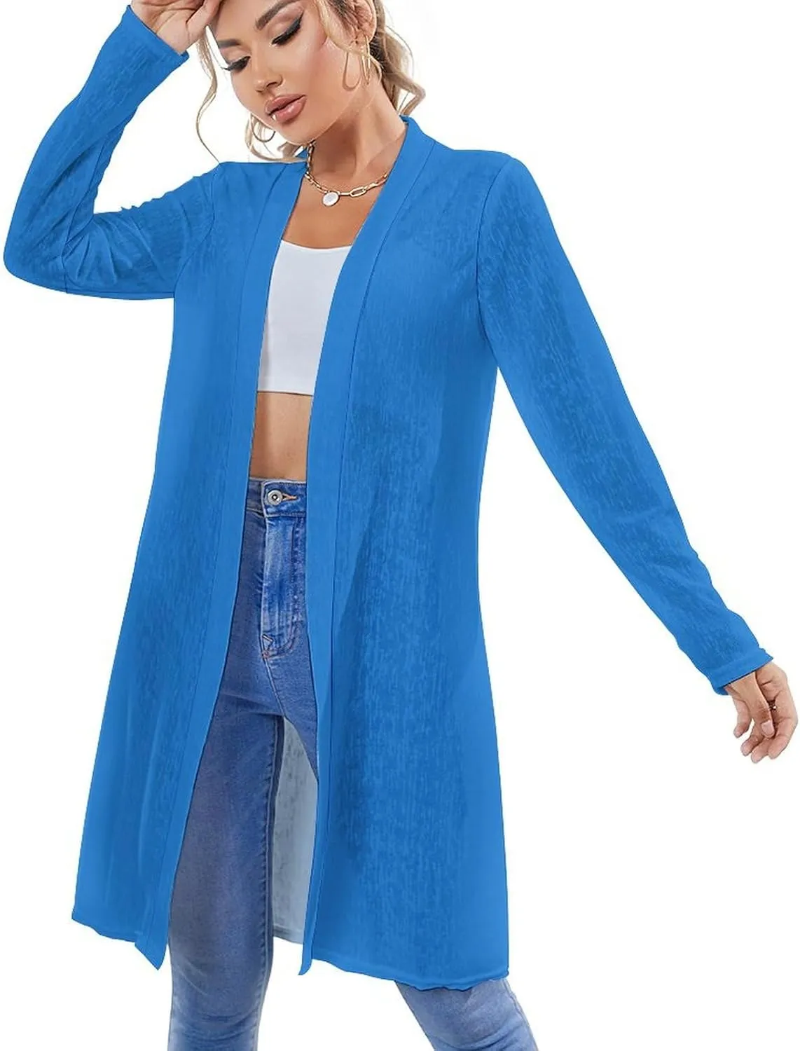MARSVOVO Womens Chinese Loong Cardigan Coat Vintage Ink Painting Graphic Casual Long Sleeve Chiffon Outfits for Women