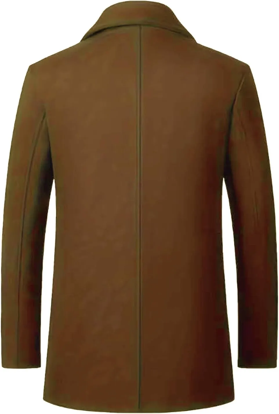 Mens Classic Wool Blend Trench Peacoat with Double Breasted, Notched Collar, Mid Long Length Overcoat, Warm Top