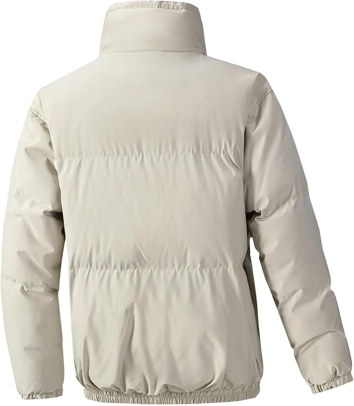 Men's Puffer Jacket Stand Collar Quilted Coat Windproof Down Jacket Zip up Insulated Jacket Warm Winter Coats