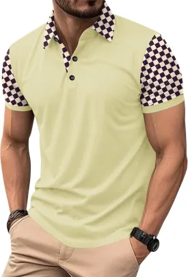 Men's Short Sleeve Vintage Polo Shirt Casual Slim Fit Golf Shirt (S-2XL)