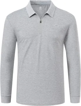MoFiz Men's Long Sleeve Golf Shirt Quarter Zip Sport Polo Shirt Athletic Fit