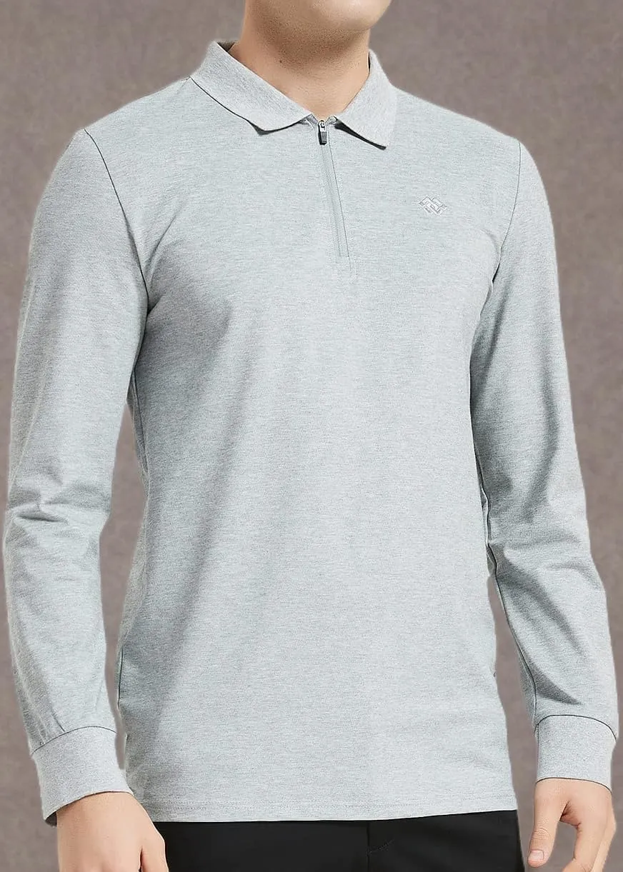 MoFiz Men's Long Sleeve Golf Shirt Quarter Zip Sport Polo Shirt Athletic Fit