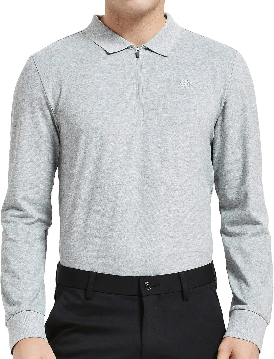 MoFiz Men's Long Sleeve Golf Shirt Quarter Zip Sport Polo Shirt Athletic Fit