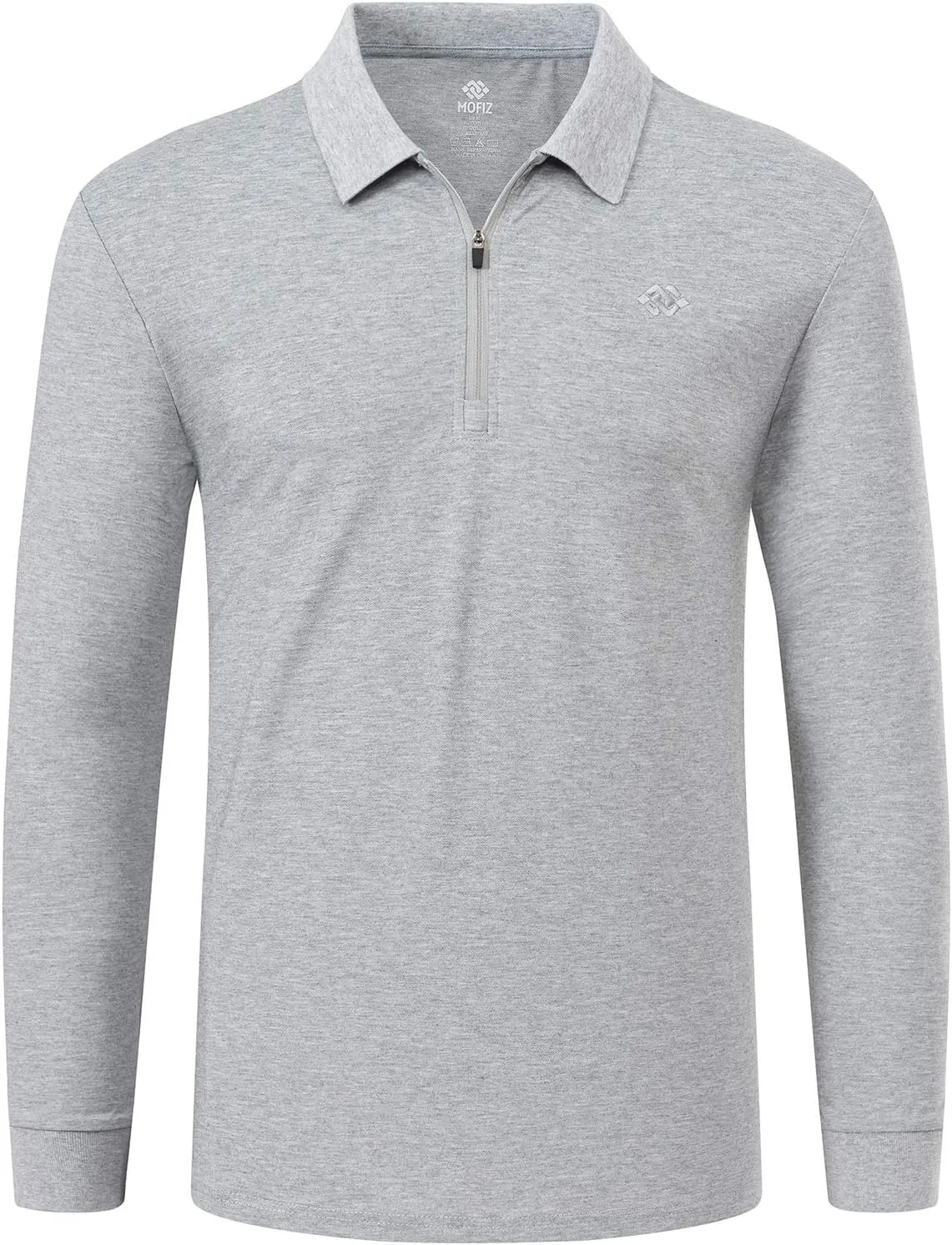 MoFiz Men's Long Sleeve Golf Shirt Quarter Zip Sport Polo Shirt Athletic Fit