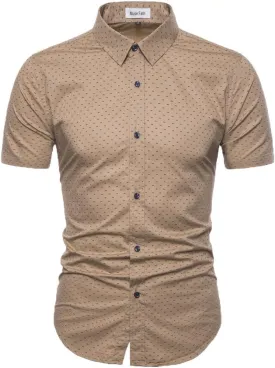MUSE FATH Men's Printed Dress Shirt-Cotton Casual Short Sleeve Regular Fit Shirt
