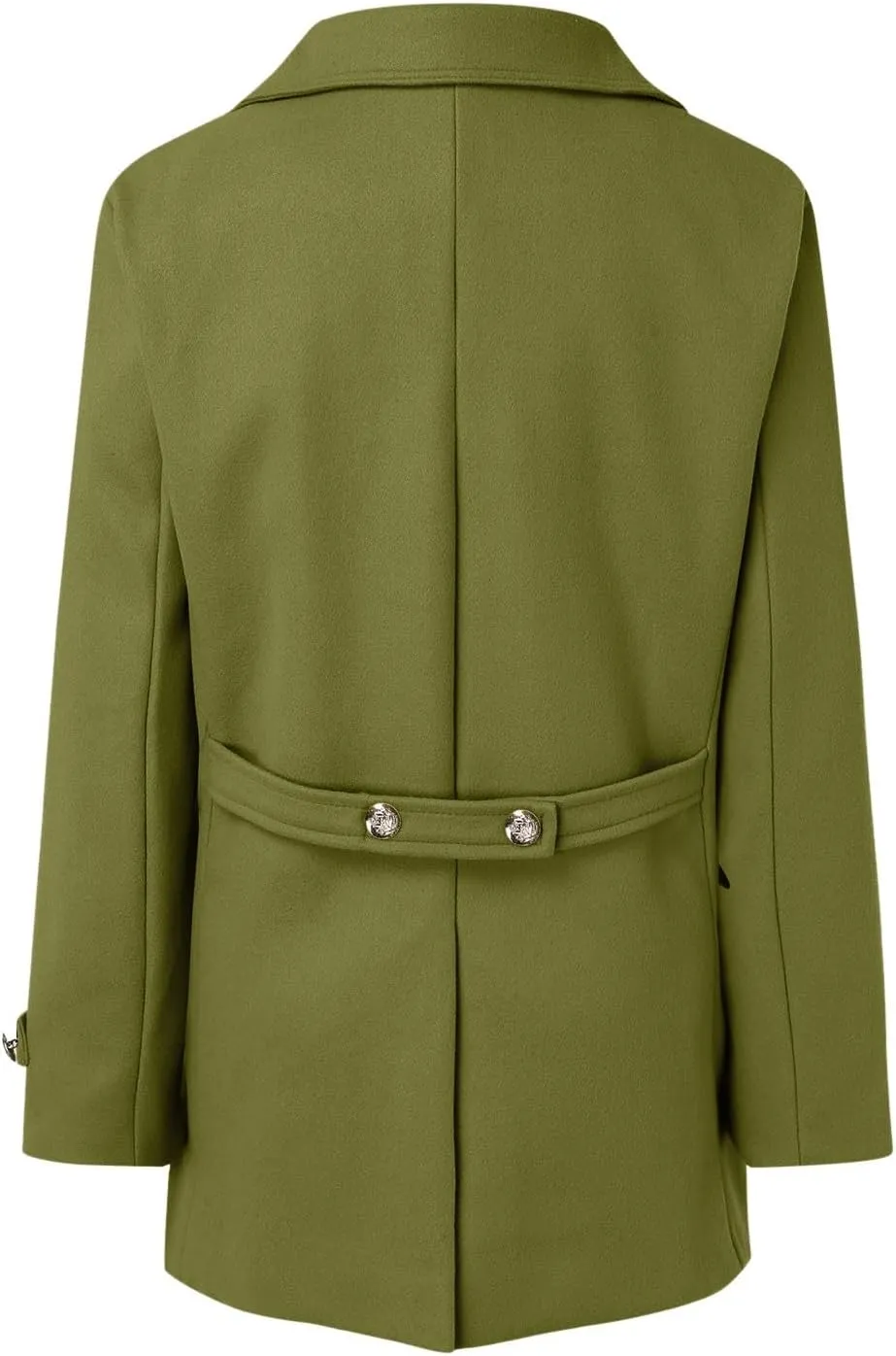 PeQAQ Women's Elegant Blazers Single Breasted Coat Winter Long Sleeve Mid Woolen Overcoat Work Office Pea Jackets Overcoats